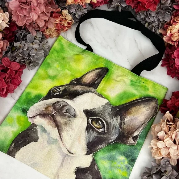 Eco-Friendly Adorable Boston Terrier Folding Tote Bag - Picture 4 of 12